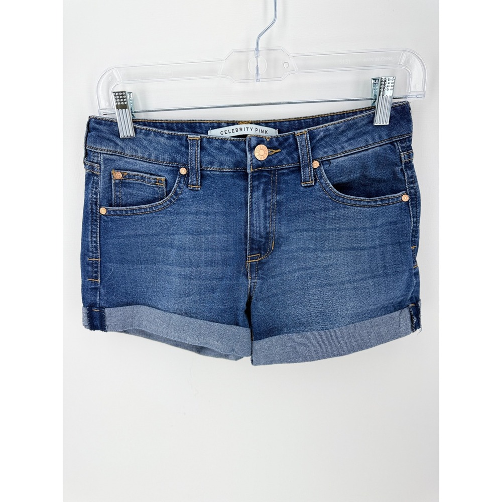 Celebrity Pink Womens Denim Shorts Medium Wash Cuffed‎ Size 5/27 CJ30803A86